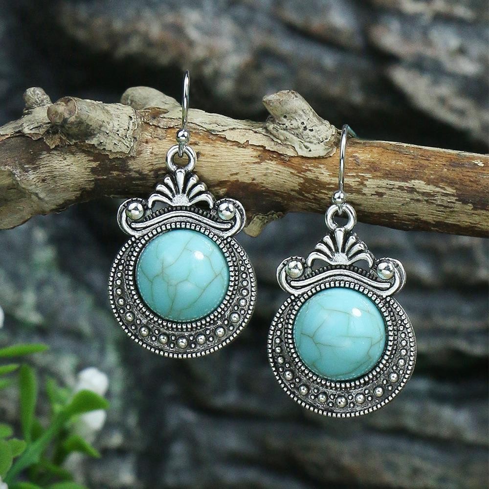 Title 7, Turquoise Bohemian Tassel Geometric Earrings