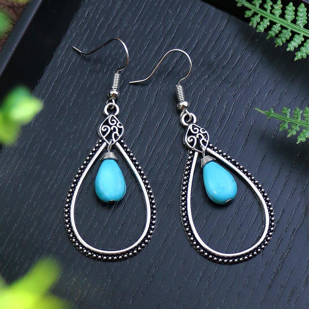 Title 8, Turquoise Bohemian Tassel Geometric Earrings