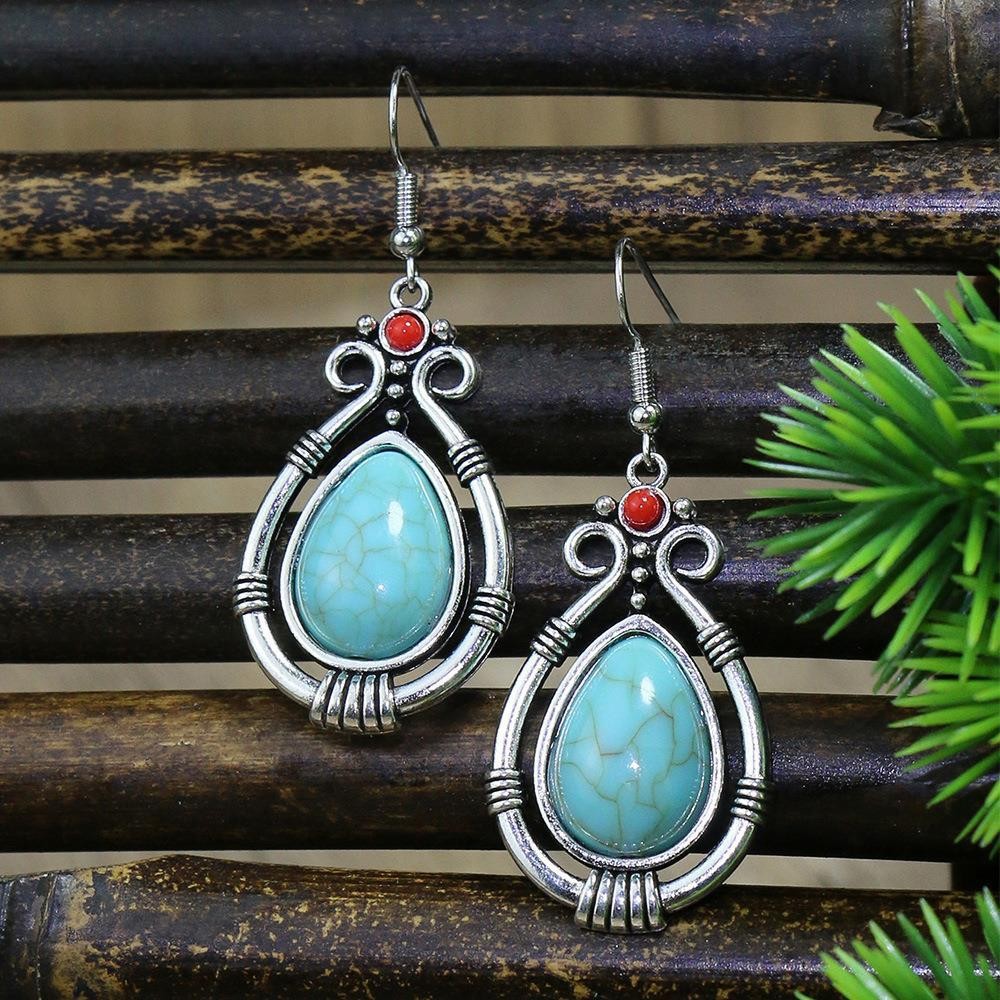 Title 10, Turquoise Bohemian Tassel Geometric Earrings