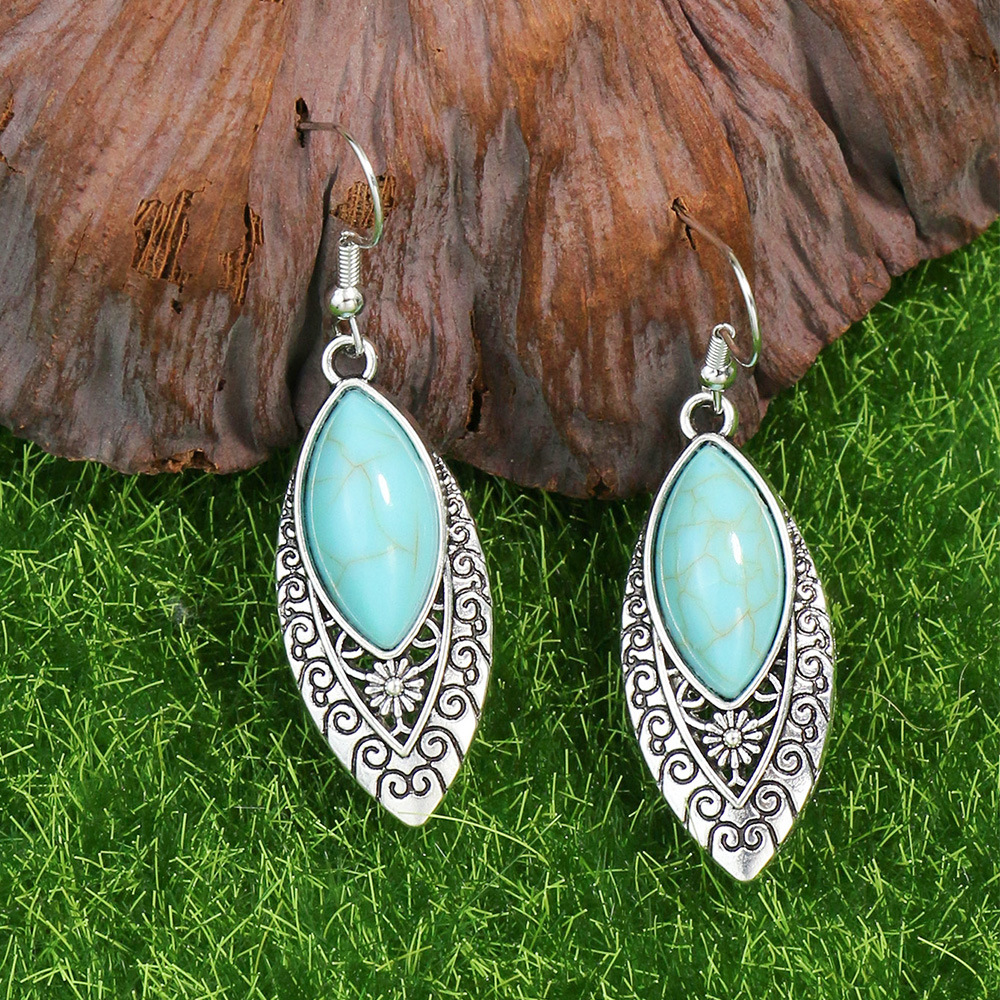 Title 13, Turquoise Bohemian Tassel Geometric Earrings