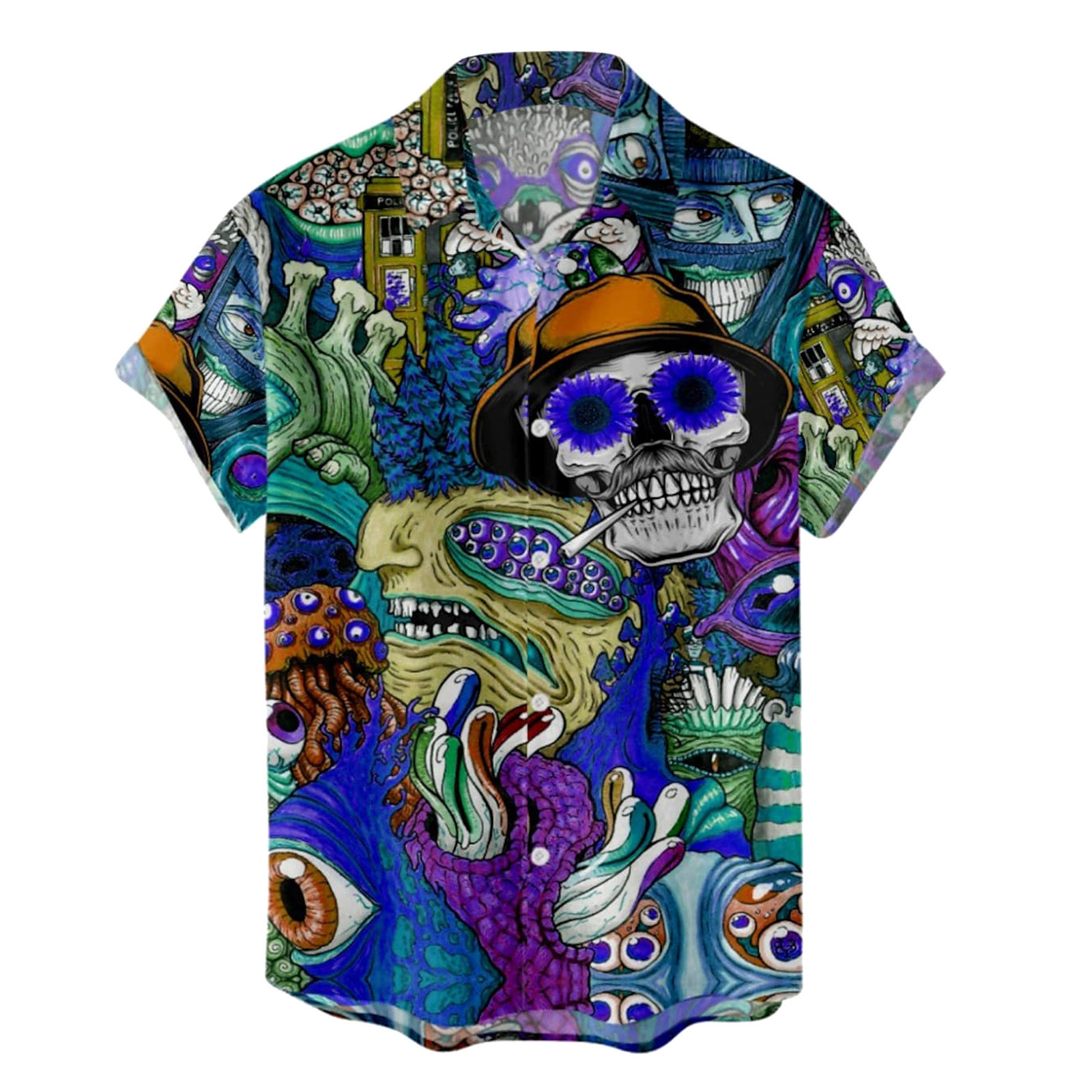 Title 4, Nova Camisa Masculina de Halloween Estampada A ...