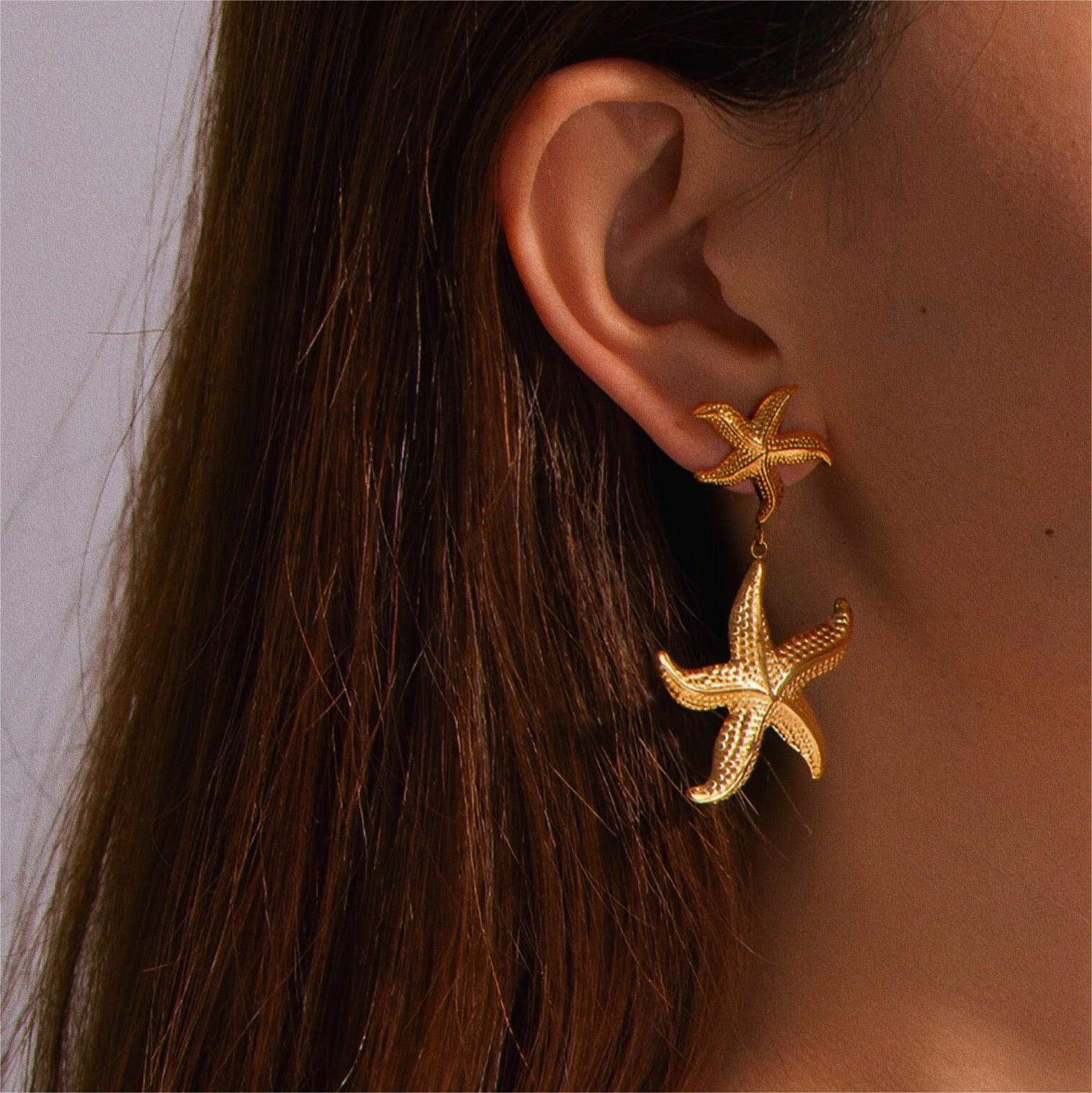 Title 2, Titanium Steel Starfish Earrings For Women