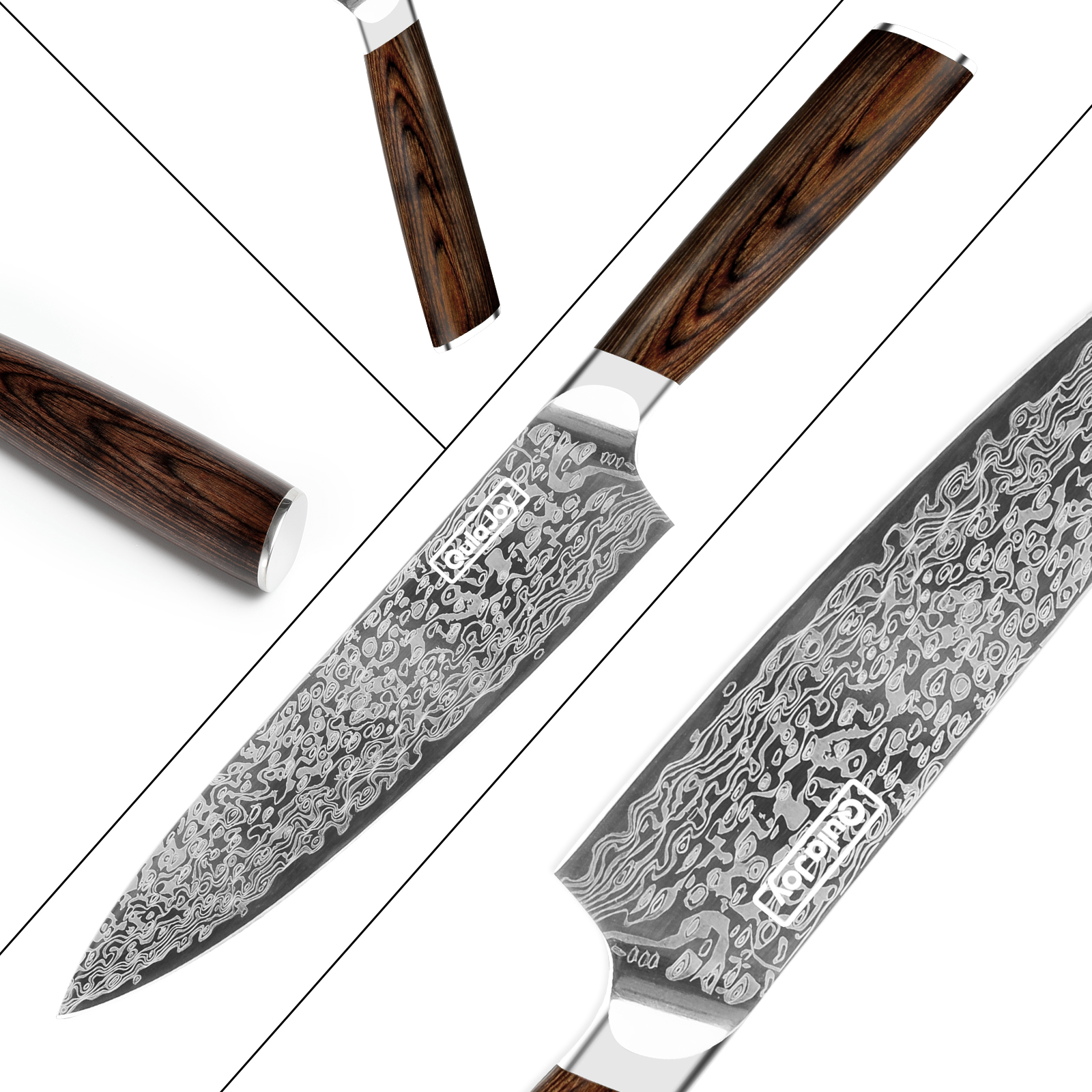 Qulajoy Japanese Chef Knife  Kitchen Knife High Carbon German Steel Cooking Knives Damascus Pattern Japanese Knife With Ergonomic Handle For Home Kitchen Outdoor — foto 3