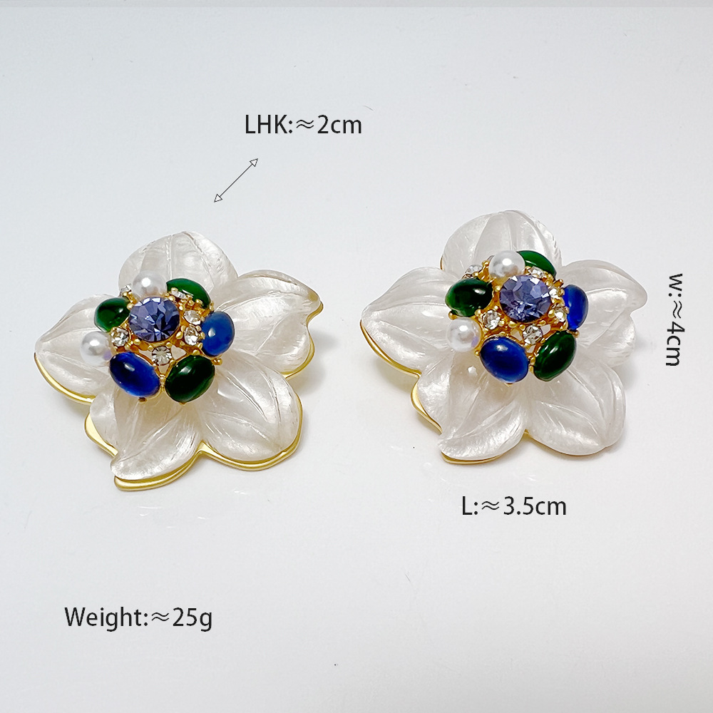 Title 4, Original Retro Glaze White Camellia Earrings