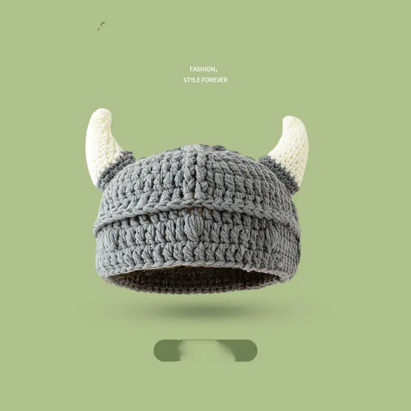 Cartoon Cute Handmade Funny Woolen Knitted Hat Internet Celebrity Same Style Personalized Swing Wool Headgear