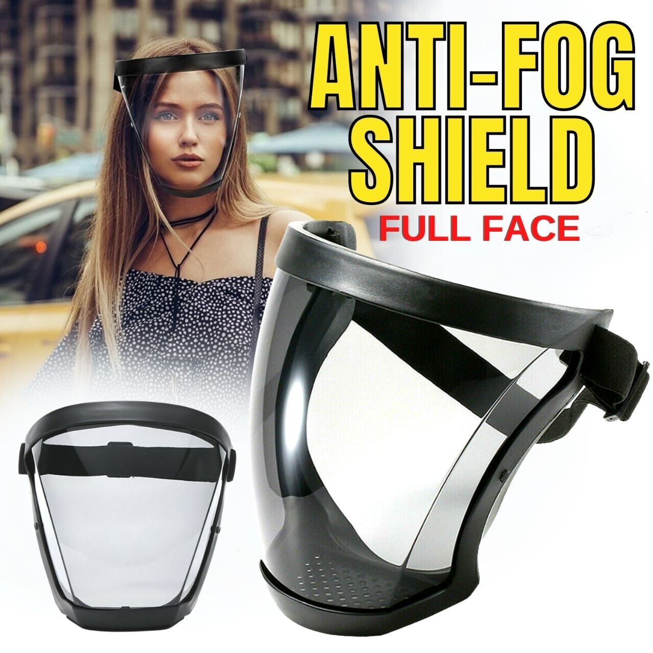 Protective anti-fog face shield head cover. We ship only inside the US, USPS First Class Package 2 Day Handling, 2-5 Day Shipping. Full face super protective mask anti-fog shield safety transparent head cover. Full protection - Serves as a safety shield f