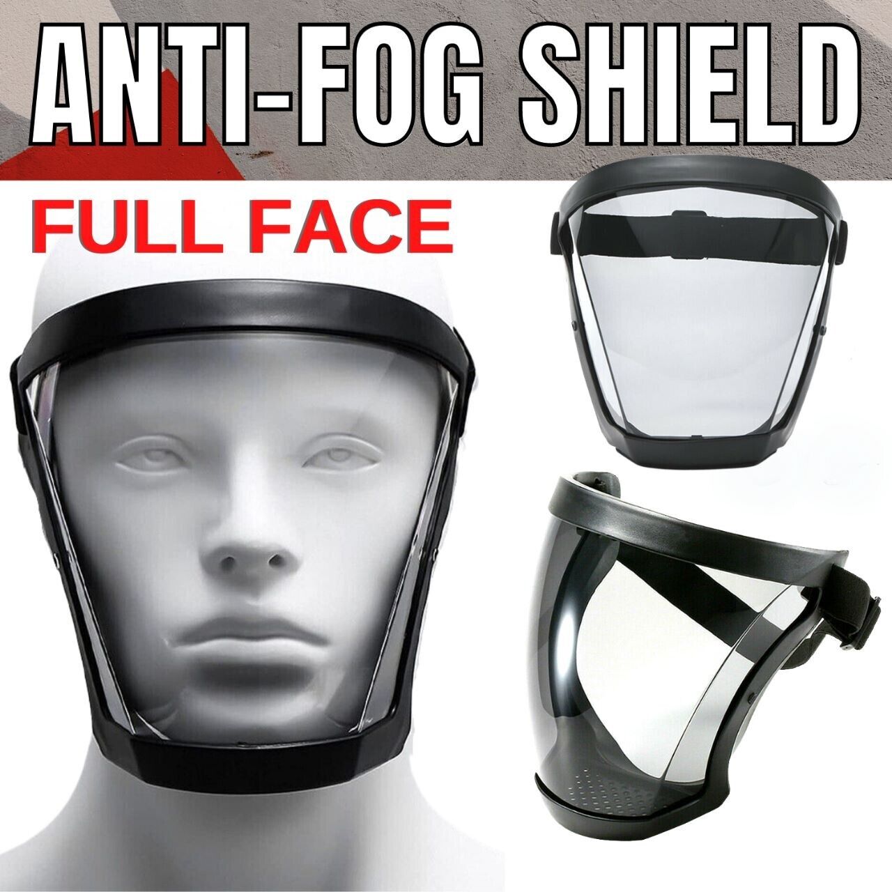 Protective anti-fog face shield head cover. We ship only inside the US, USPS First Class Package 2 Day Handling, 2-5 Day Shipping. Full face super protective mask anti-fog shield safety transparent head cover. Full protection - Serves as a safety shield f