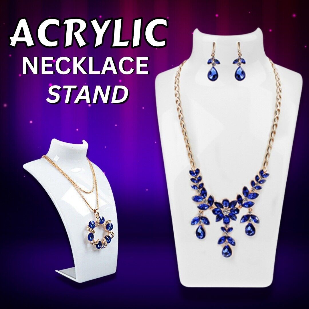 Necklace display stand organizer rack for jewelry shop. USPS First Class Package 2 Day Handling, 2-5 Day Shipping. Acrylic display stand necklace pendant bust mannequin earring jewelry chain show. Application: Elegantly display necklaces and pendants, ver