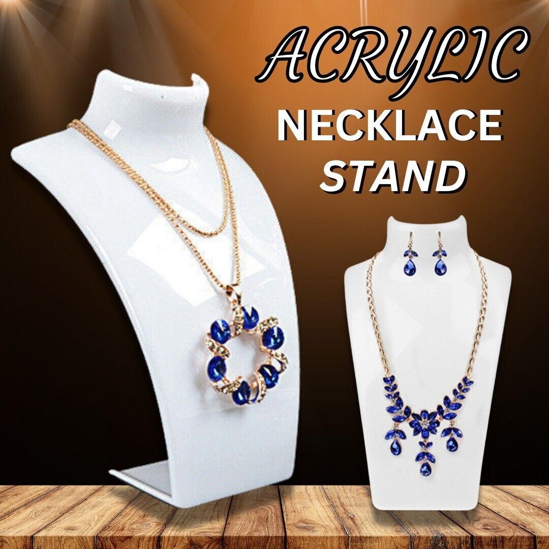 Necklace display stand organizer rack for jewelry shop. USPS First Class Package 2 Day Handling, 2-5 Day Shipping. Acrylic display stand necklace pendant bust mannequin earring jewelry chain show. Application: Elegantly display necklaces and pendants, ver