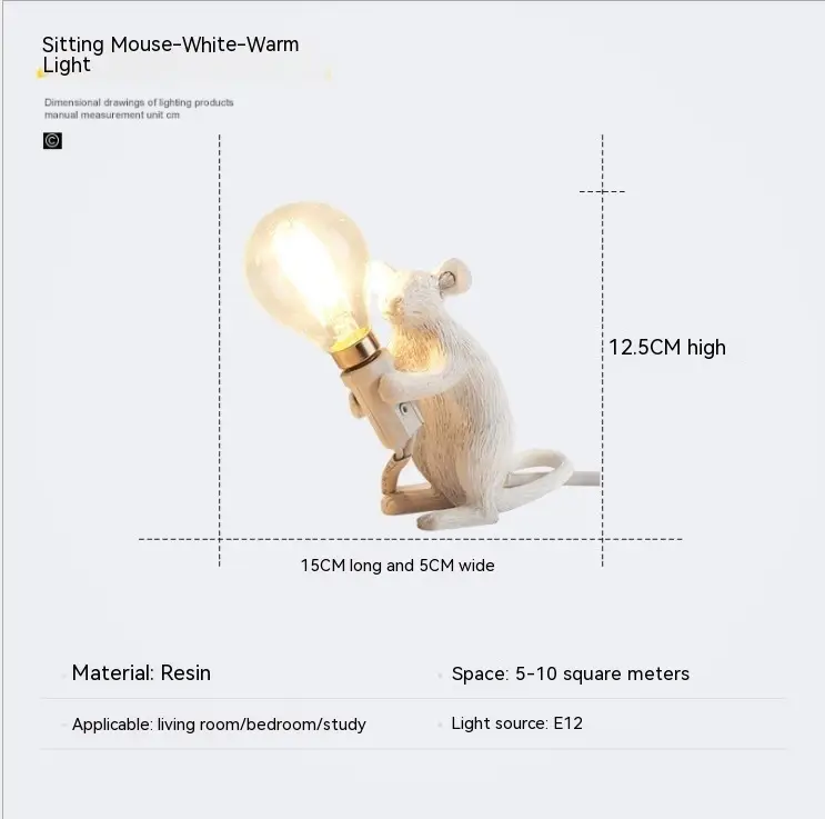 Resin Animal Mini Mouse Decorative Lamp