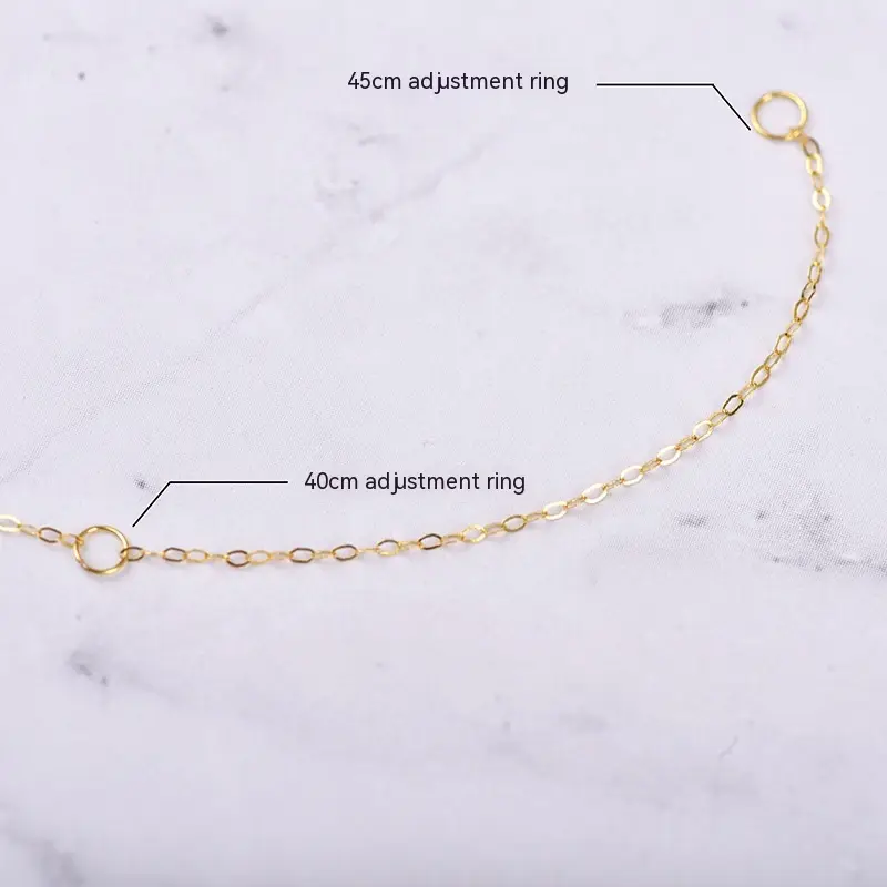 18K Gold Necklace Women's Shiny O-type Chain 18K Yellow Gold