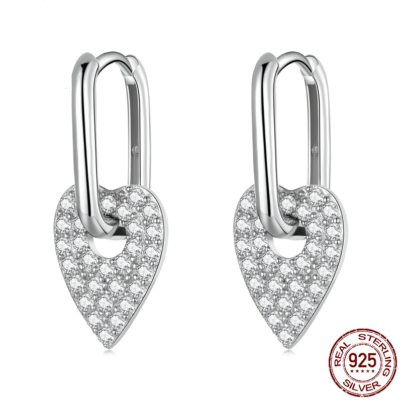 Title 2, Sterling Silver S925 Heart Square Ear Clip