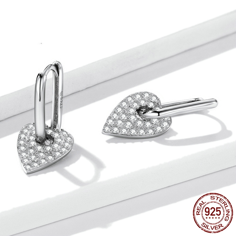 Title 5, Sterling Silver S925 Heart Square Ear Clip