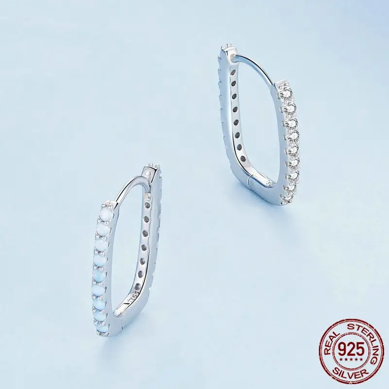 Minimalist Geometry Opal Earrings Ring Set