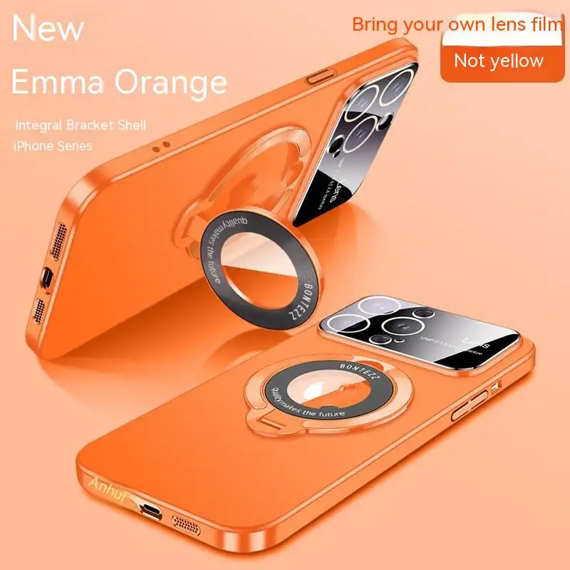New Large Window Magnetic Invisible Bracket Phone Case Applicable Frosted Protective Cover