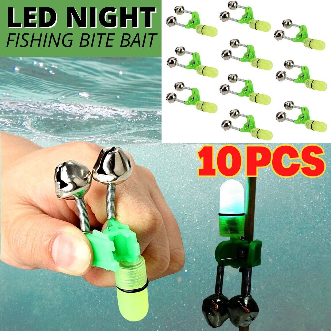 Fishing Rod Alarm Bell Clip, US shipping, USPS First Class Package, 2 Day Handling, 2-5 Day Shipping. LED Night Fishing Bait Bite Alarm Twin 2 Bells Light Rod Tip Clip Alert Ring by KTATMARKETING. Perfect For Night Fishing: Made of plastic clip and dual m