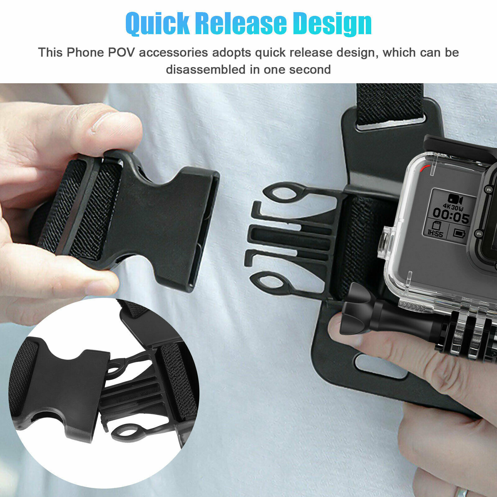 Phone Chest Harness Body Strap Mount. we ship only inside the US. USPS First Class Package. 2 Day Handling , 2-5 Day Shipping.

Chest Harness Body Strap Mount Accessories Adjustable for iPhone GoPro Android by KTATMARKETING

Wide Compatiblity: This Harnes