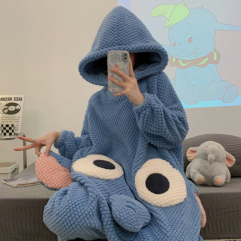 Title 5, Womens Winter One-piece Pajamas Cartoon Velvet