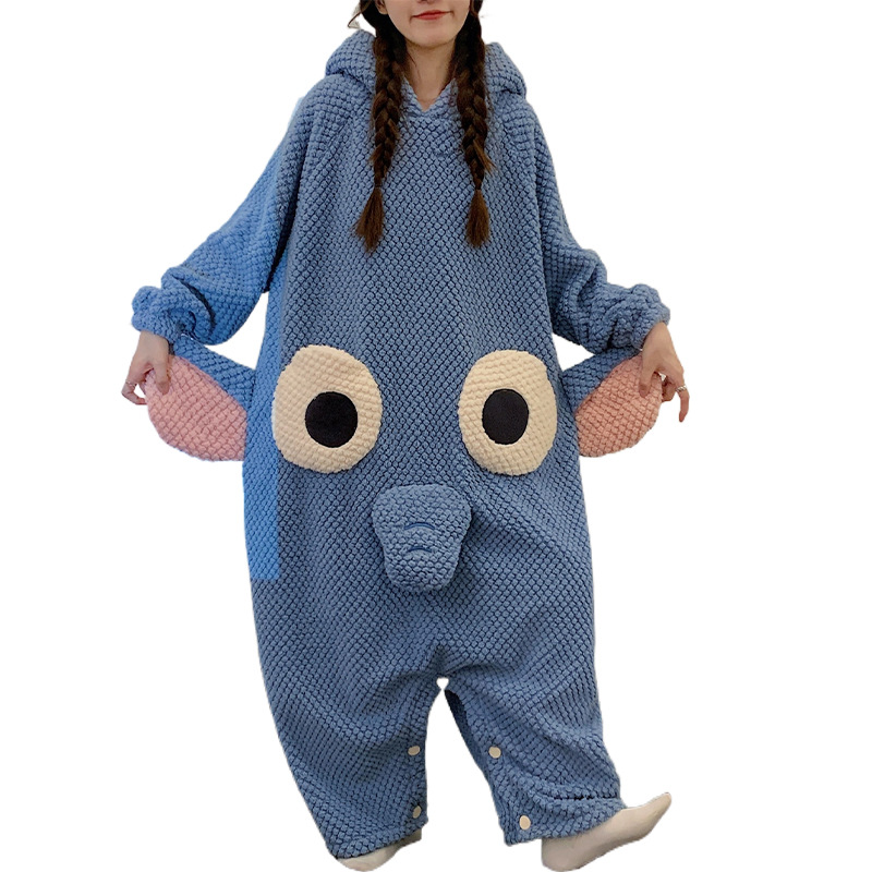 Title 6, Womens Winter One-piece Pajamas Cartoon Velvet