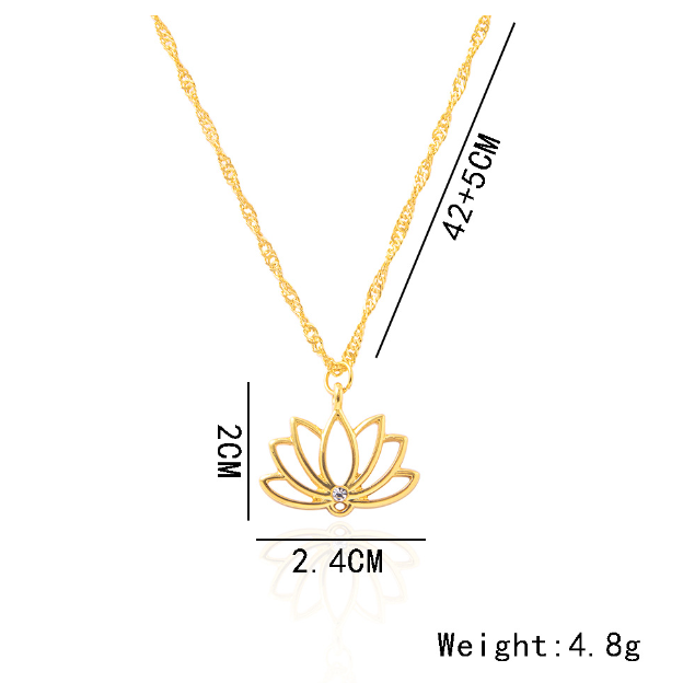 Title 1, Necklace Ornament Fashion Simple Lotus Hollow P...