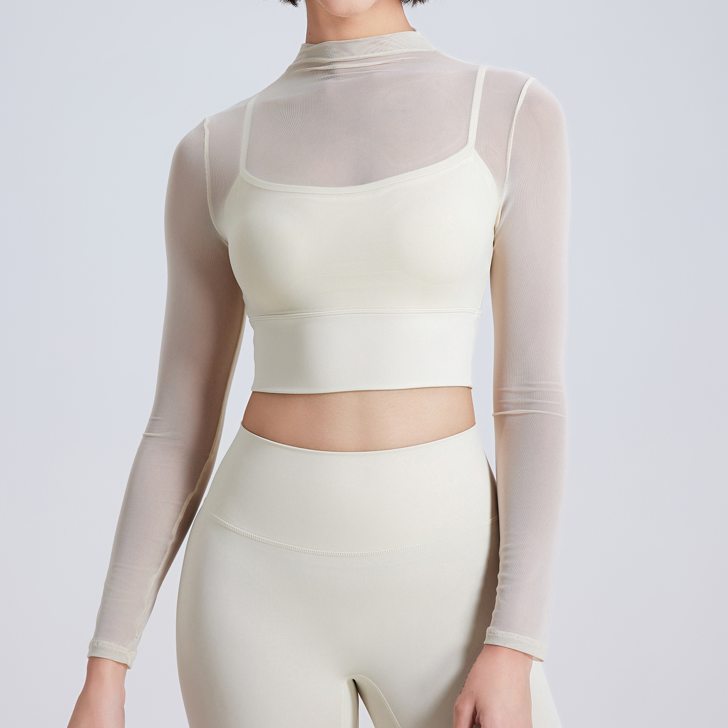 Title 6, Mesh yoga top met lange mouwen en borstpads. Id...