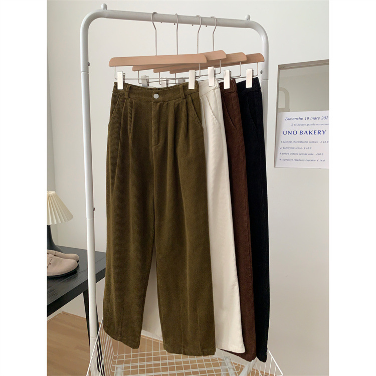 Title 2, Retro Corduroy Wide-Leg Pants, Loose Casual Str...