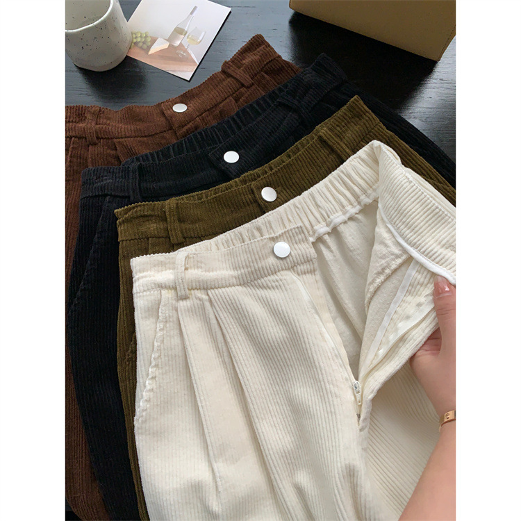 Title 4, Retro Corduroy Wide-Leg Pants, Loose Casual Str...