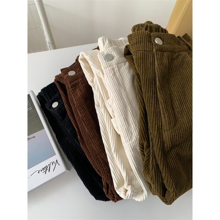 Title 8, Retro Corduroy Wide-Leg Pants, Loose Casual Str...