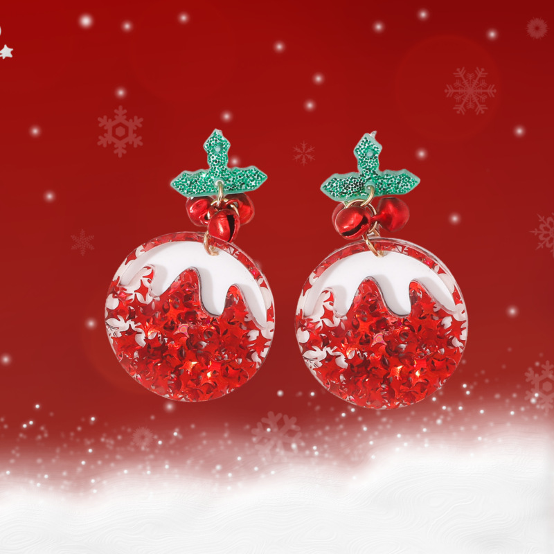 Title 3, Christmas Sweet Cartoon Design Bell Earrings