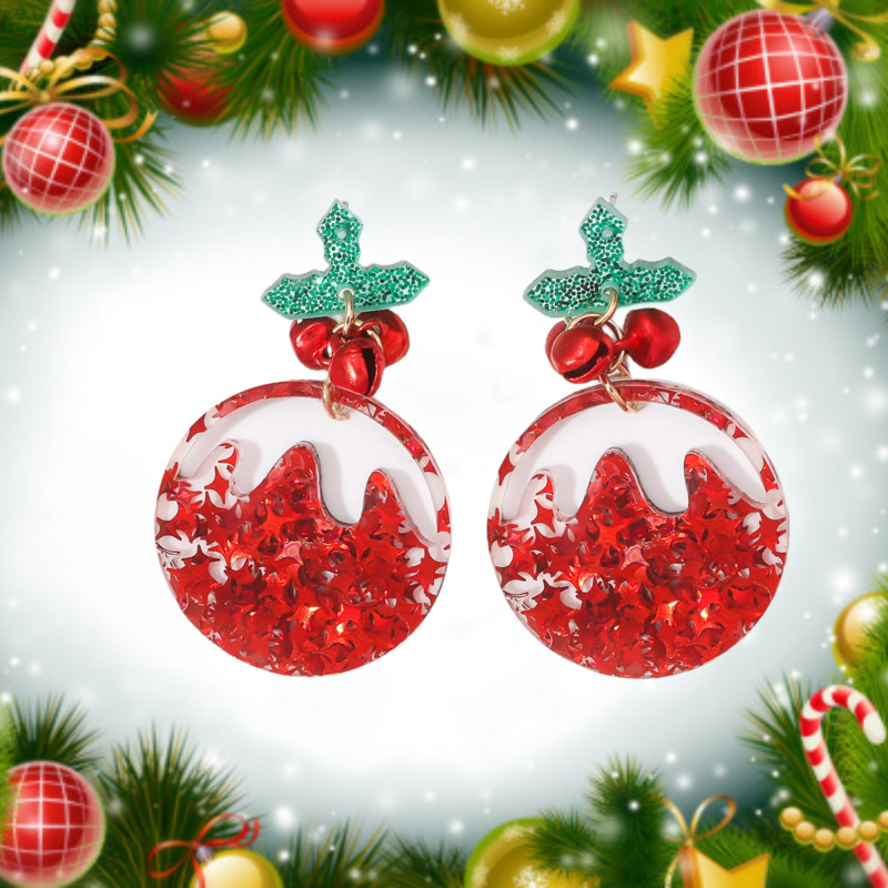 Title 4, Christmas Sweet Cartoon Design Bell Earrings