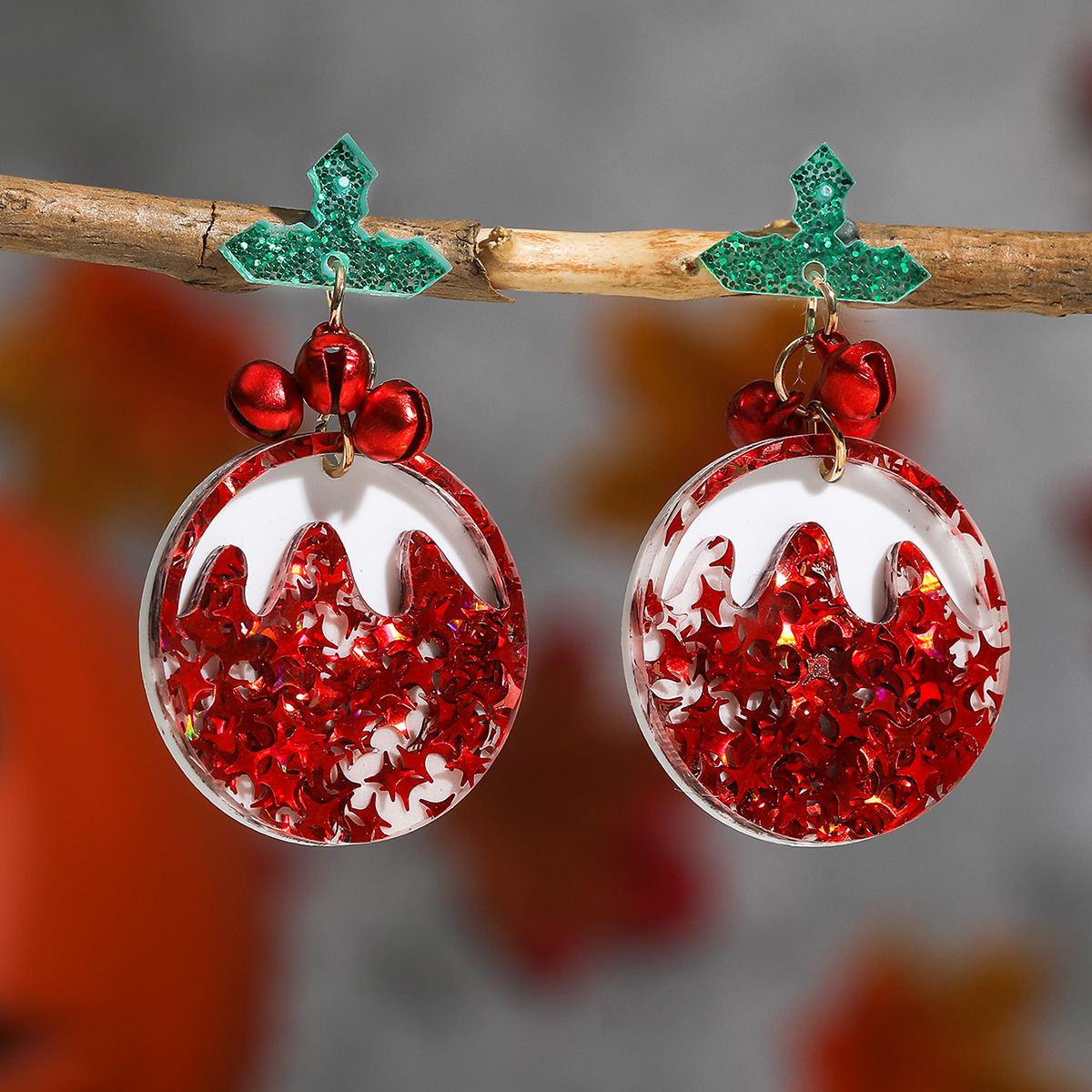 Title 6, Christmas Sweet Cartoon Design Bell Earrings