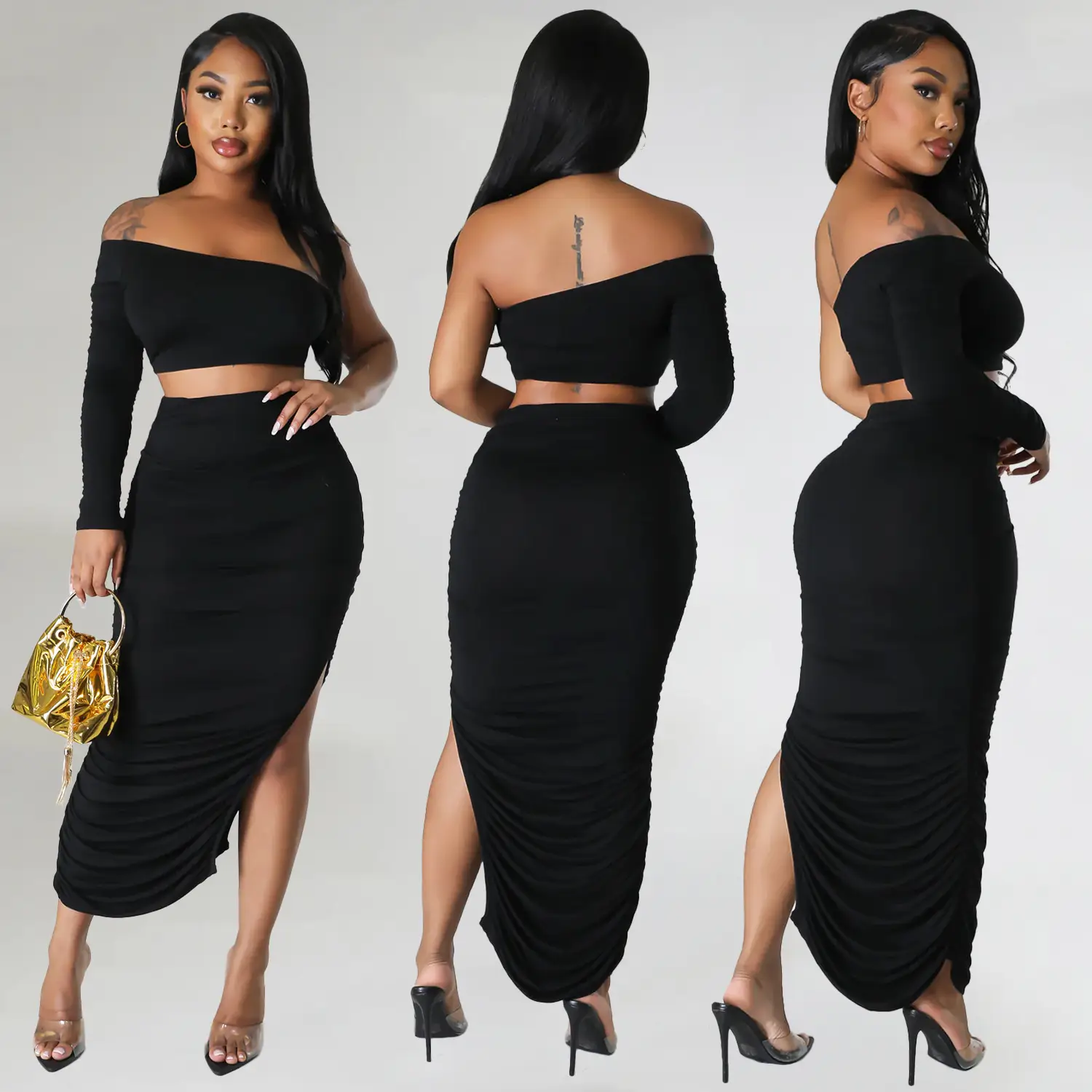Tight Pleated Irregular Two-piece Set