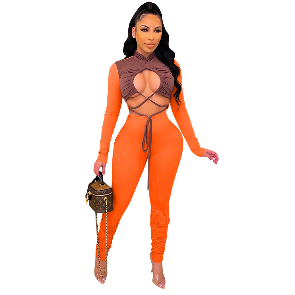 Title 5, Fashion Tie Long Sleeve Jumpsuit Effortless Sty...