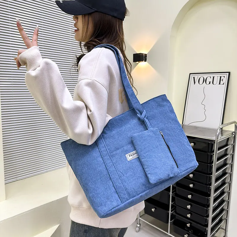 Large-capacity Corduroy Shoulder Bag with Small Woman Purses Composite