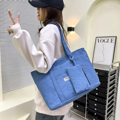 Large-capacity Corduroy Shoulder Bag with Small Woman Purses Composite