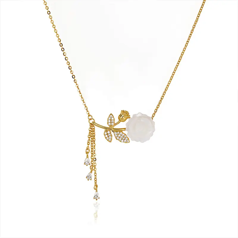 S925 Sterling Silver French Entry Lux Rose Necklace