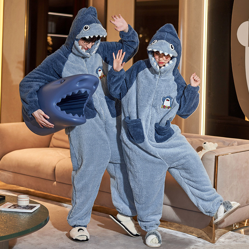 Blue Shark Pajama Onesie with Shark Hood