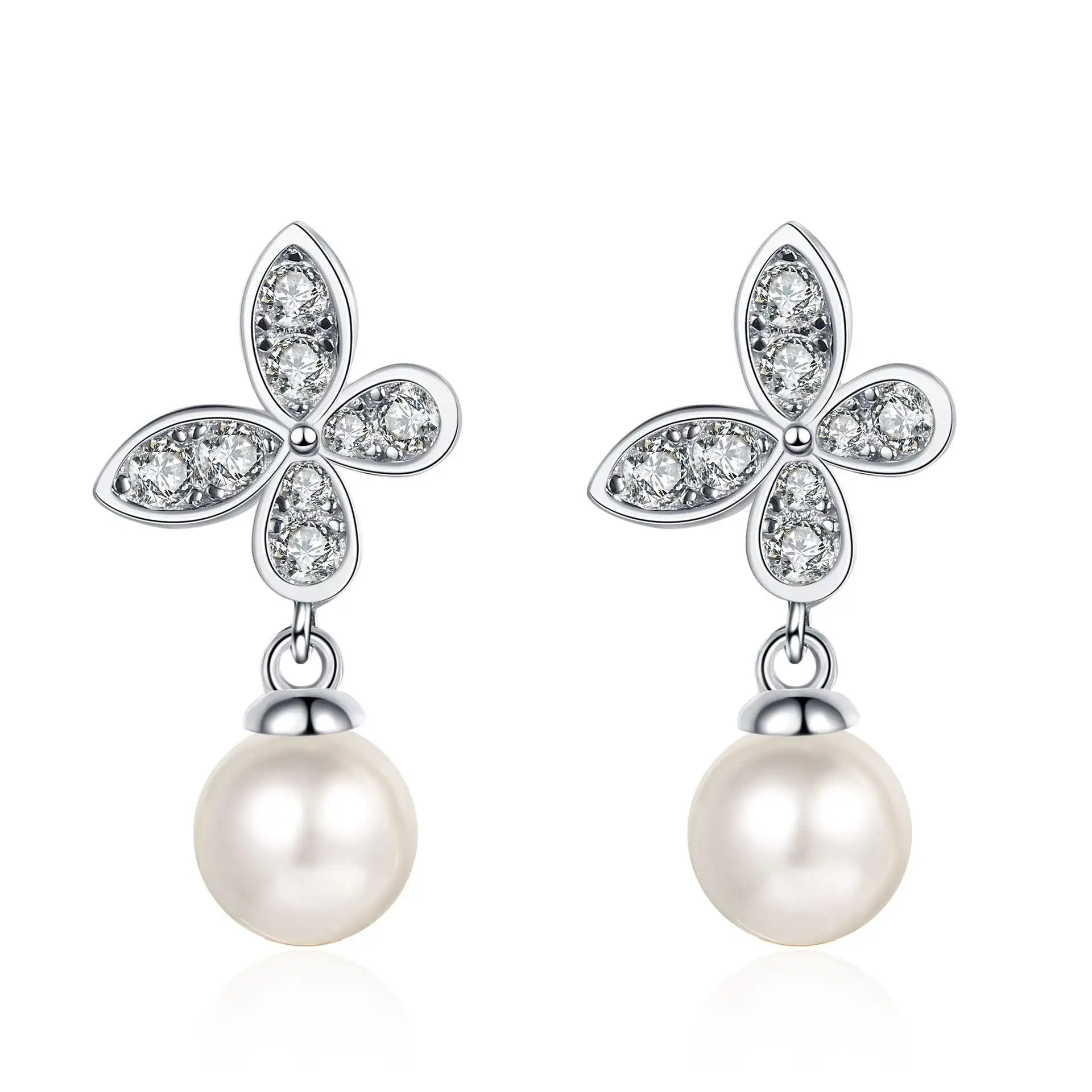 Freshwater Pearl Moissanite Diamond In The Debris Stud Earrings