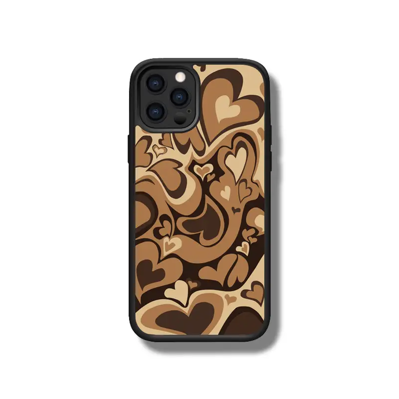 Brown Rotating Love Heart Soft Full Edging Phone Case