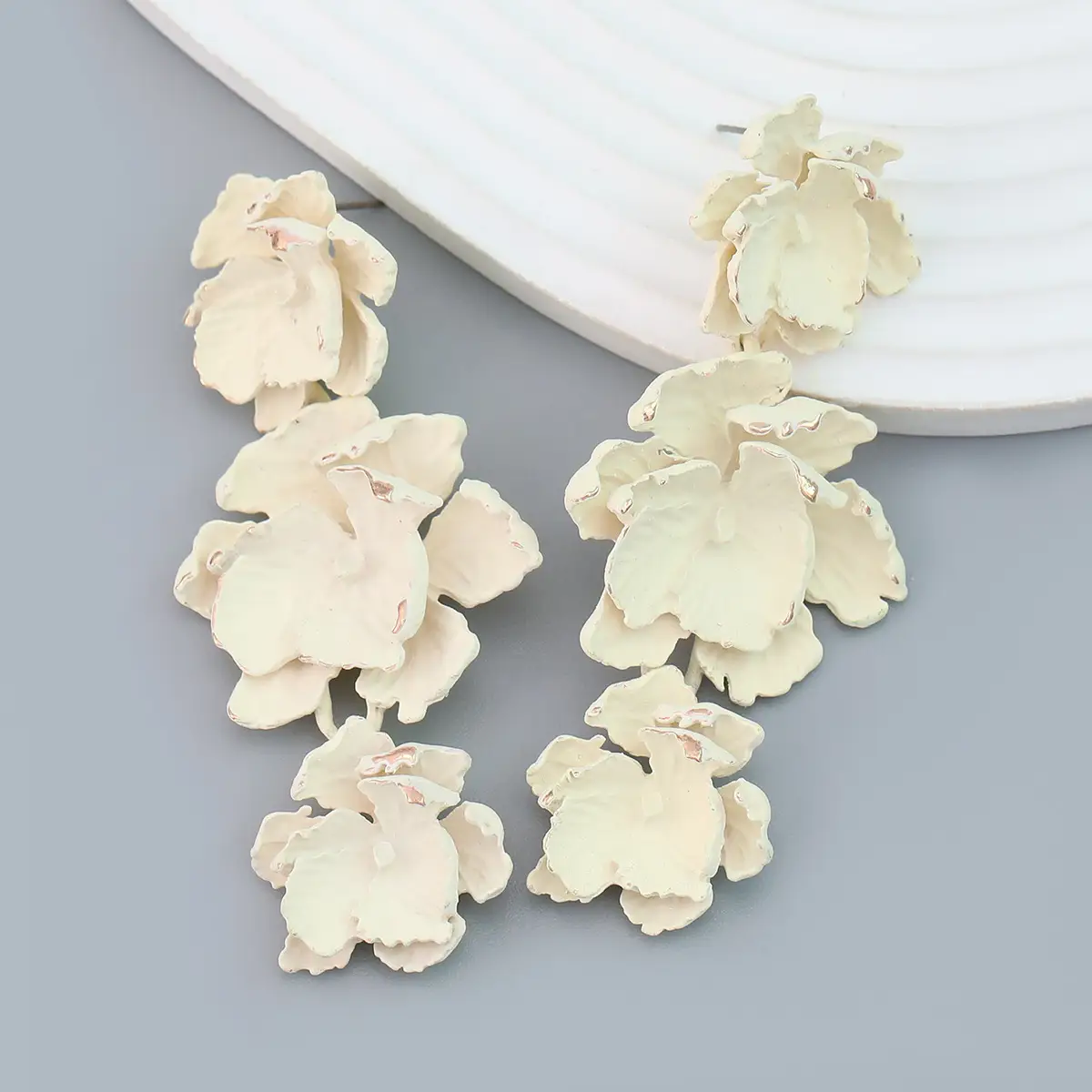 Flower Earrings Women's Multi-layer Alloy Spray Paint