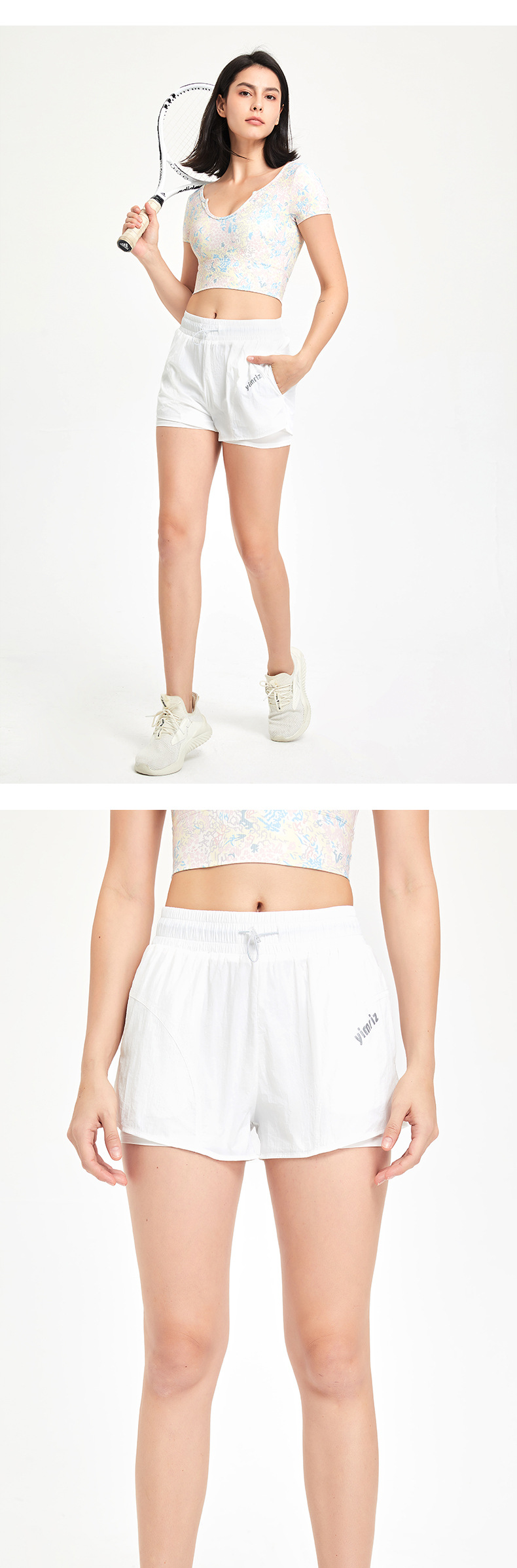 Title 3, Fake tweedelige sportshorts Hoge taille met tre...