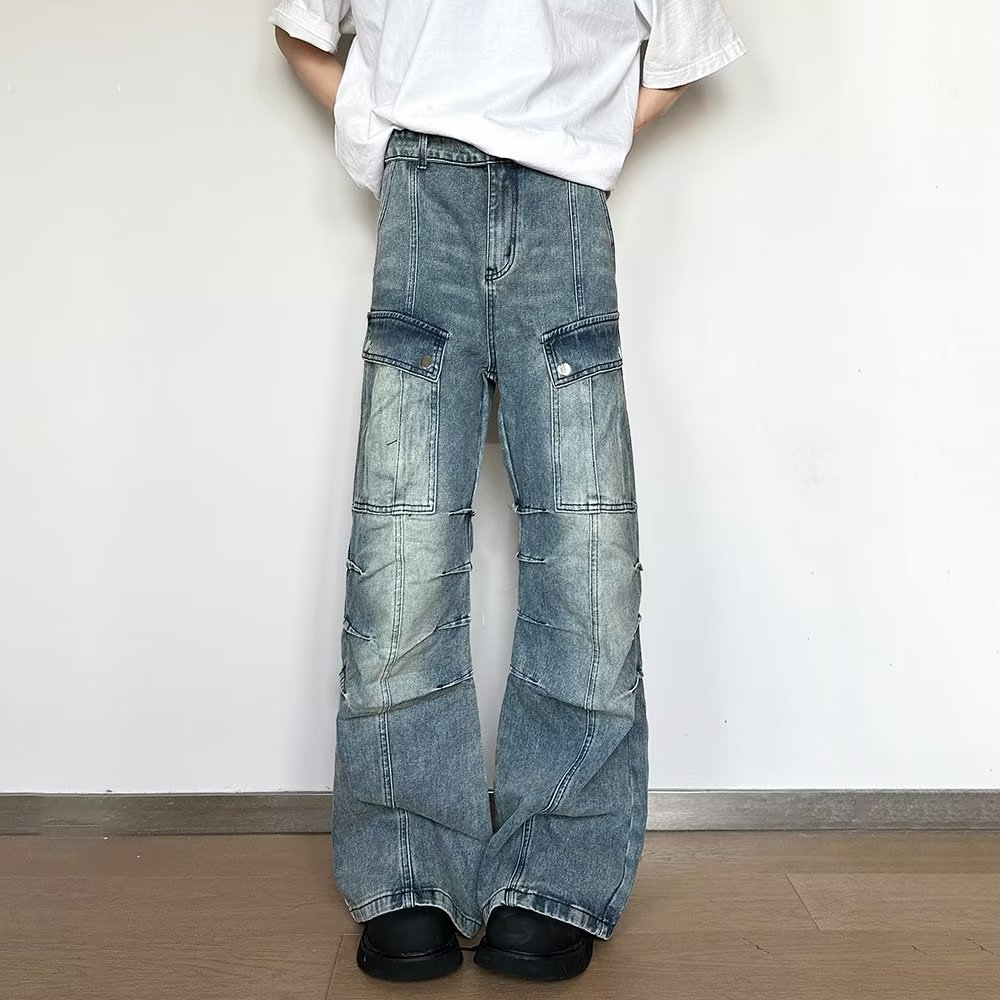 American Retro High Street Workwear Washed Loose Jeans