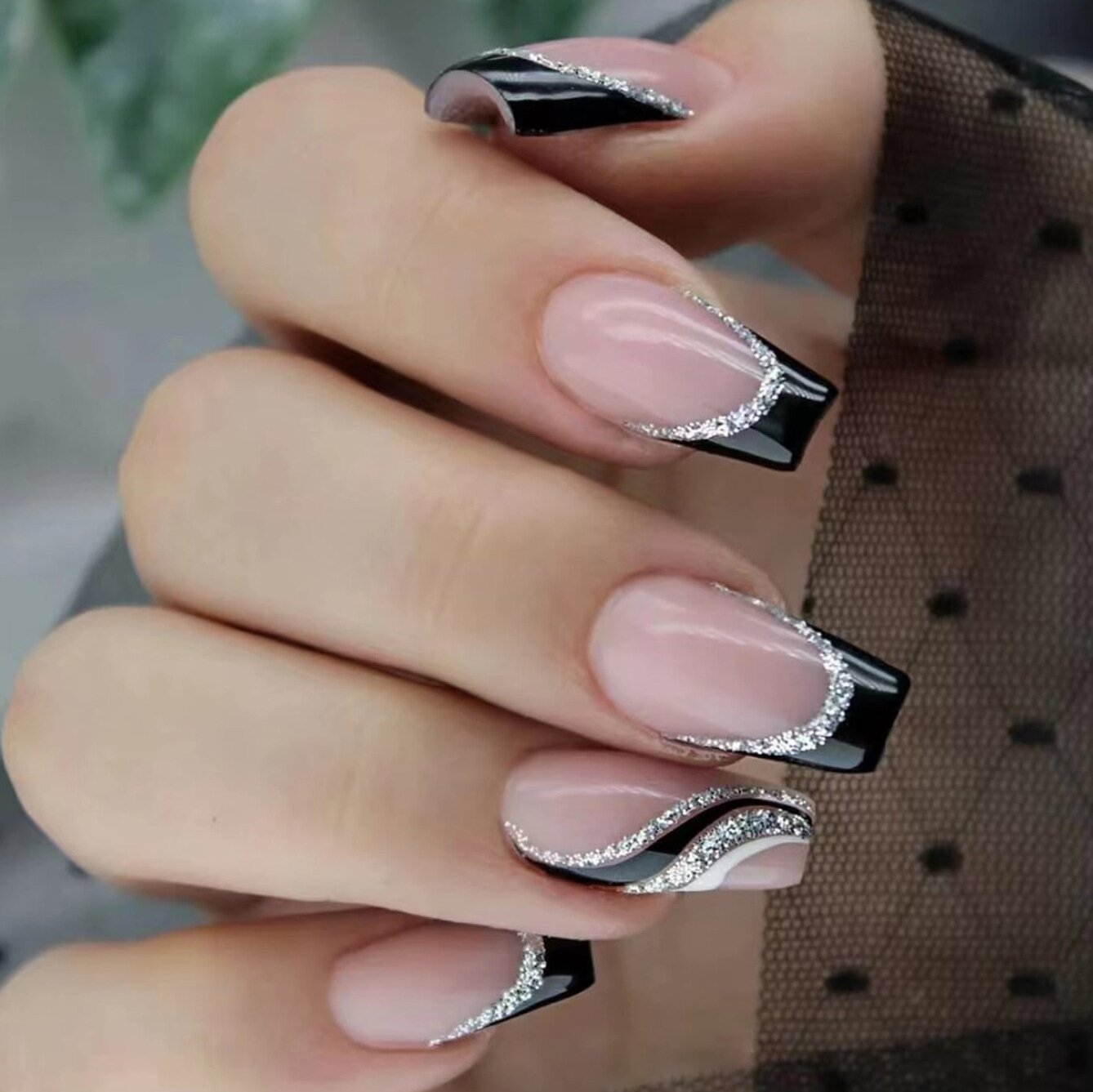 Women's Long Rhinestone Nail Stickers - Image 37