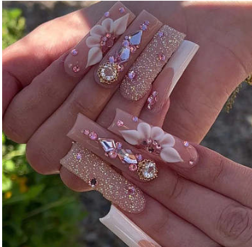 Women's Long Rhinestone Nail Stickers - Image 4