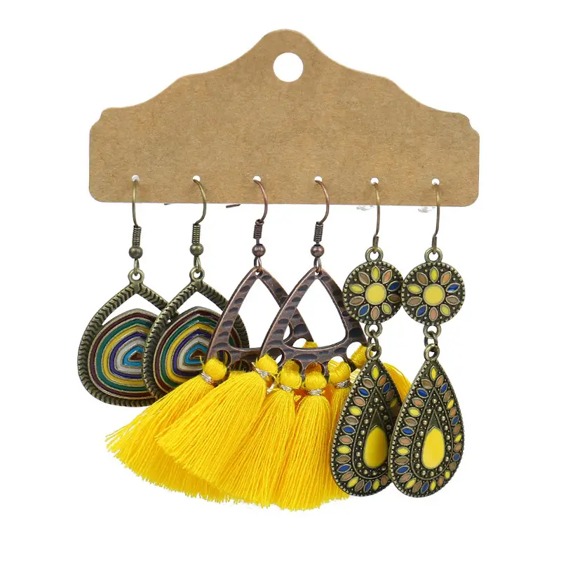 Bohemian Style Tassel Earrings Suit Handmade