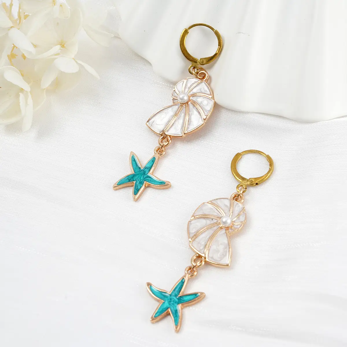 Fashion Style Popular Ocean Vacation Style Starfish Shell Earrings