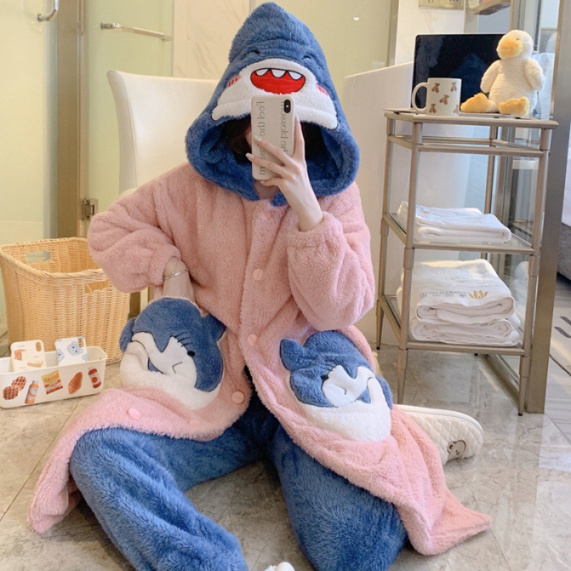 Title 13, Plush Flannel Cartoon Cute Hooded Homewear