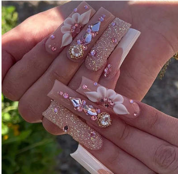 Title 11, Adhesivos de uñas largos con brillantes para mu...