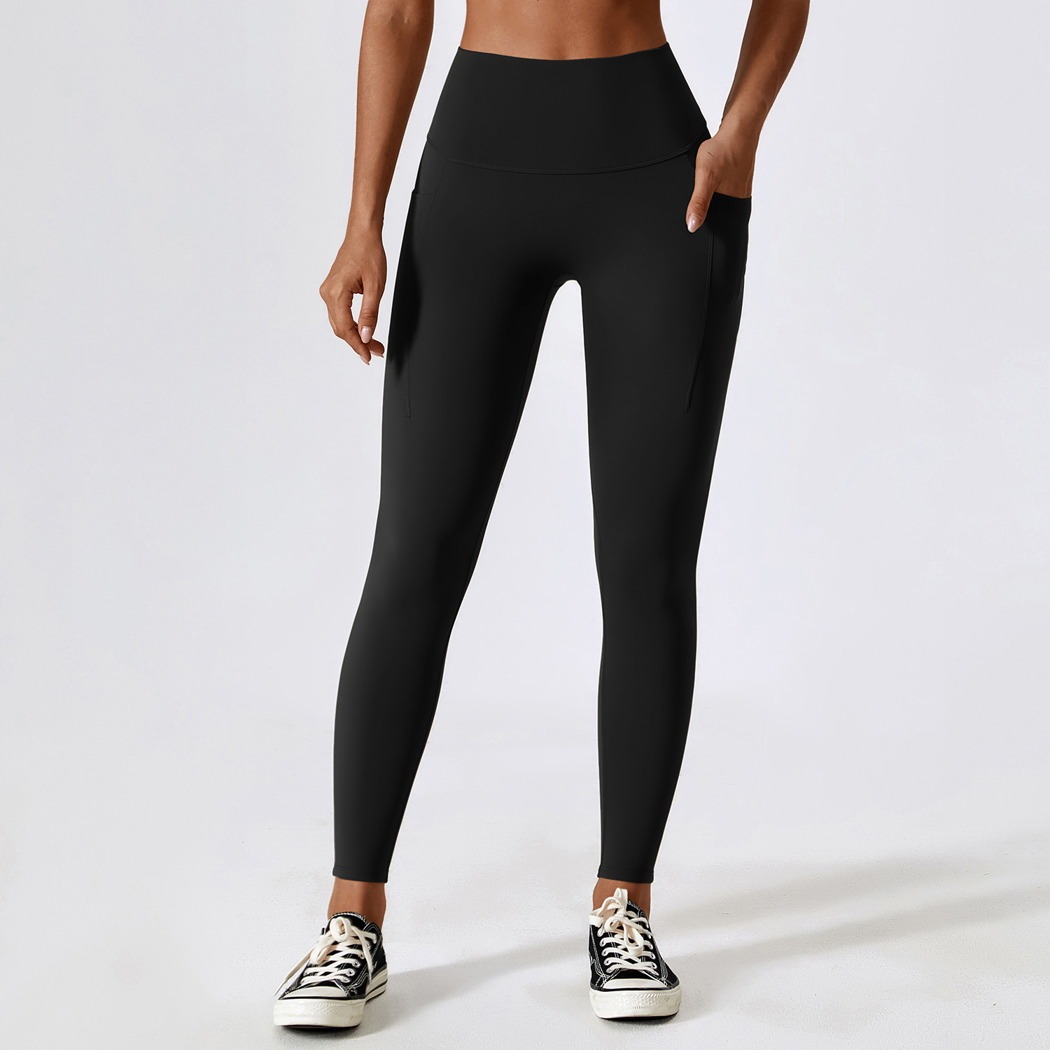 Zechuang Wear Tight Nude Feel Yoga Pants Pocket Belly Contracting Hip Lifting Fitness High Waist Running Sports Leggings 8295