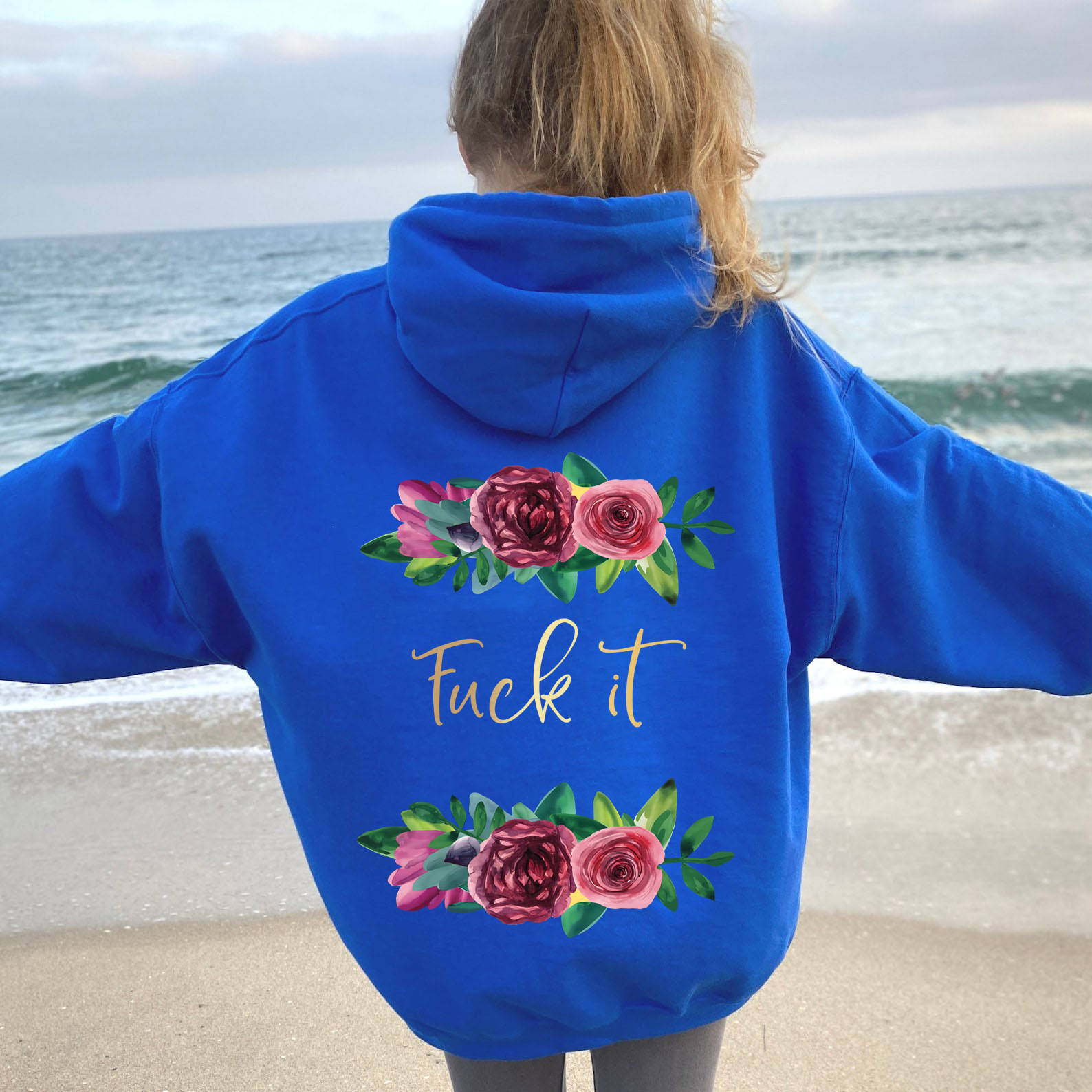 Title 3, Damen Fleece Hoodie mit Buchstaben- und Slogan-...